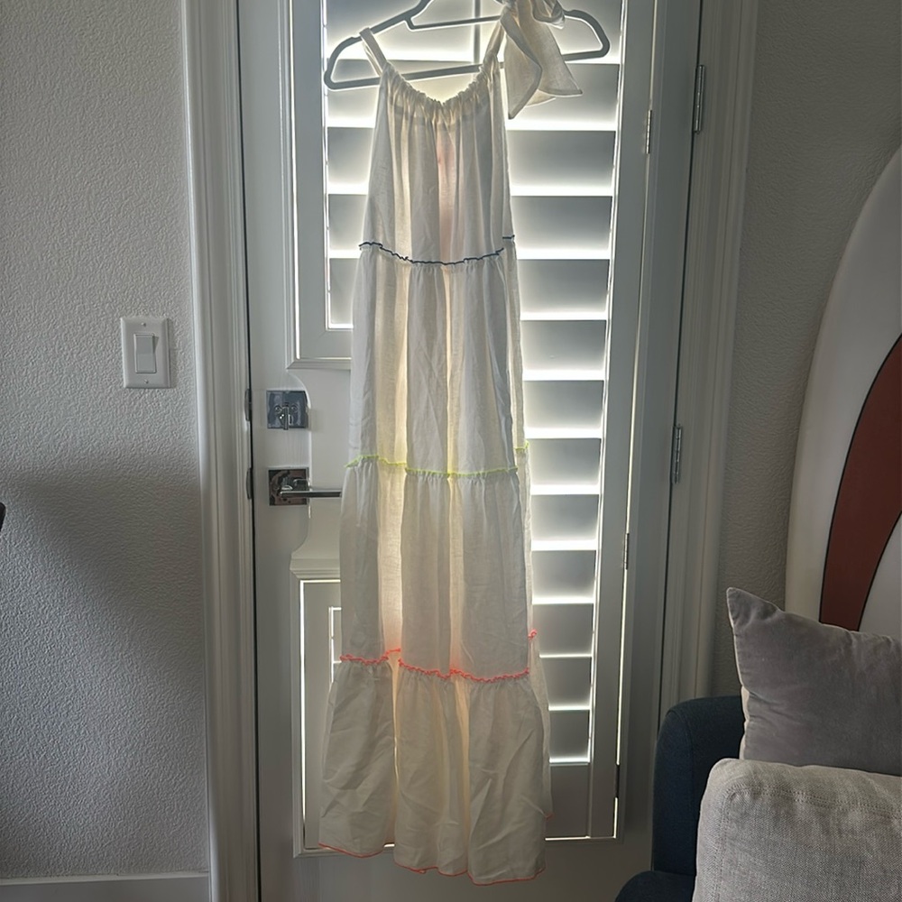 Villagllo white linen maxi dress - size L - NWT
